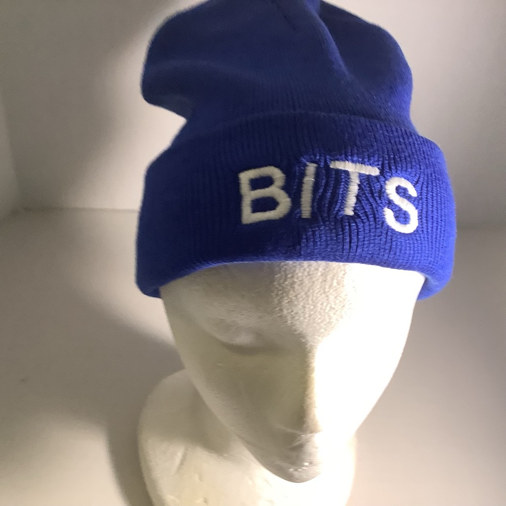 Sportsman Solid SP12 Cuffed Knit Beanie Blue White Raised Stitched BITS Unisex